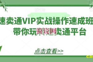 速卖通VIP实战操作速成班，带你玩转速卖通平台