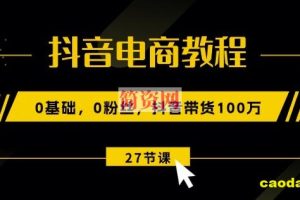 抖音电商教程：0基础，0粉丝，抖音带货100w(27节视频课)