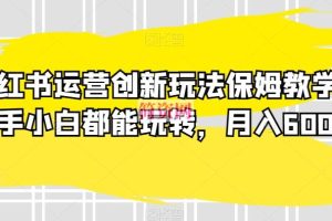 小红书运营创新玩法保姆教学，新手小白都能玩转，月入6000+【揭秘】