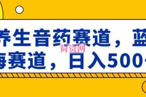 养生音药赛道，蓝海赛道，日入500+【揭秘】