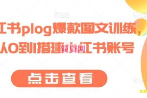 小红书plog爆款图文训练，从0到1搭建小红书账号