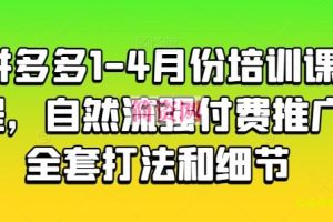 拼多多1-4月份培训课程，自然流强付费推广全套打法和细节