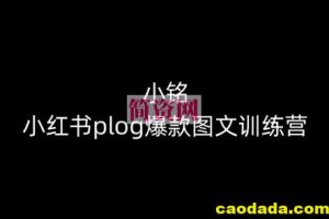 小铭-小红书plog爆款图文训练营，教你从0-1做小红书