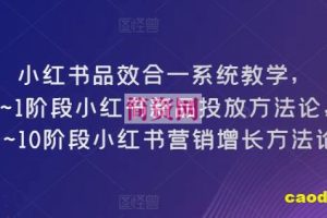 小红书品效合一系统教学，​0~1阶段小红书新品投放方法论，​1~10阶段小红书营销增长方法论