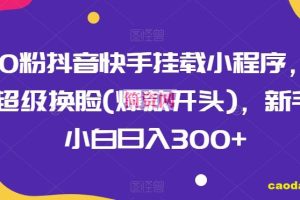 0粉抖音快手挂载小程序，超级换脸(爆款开头)，新手小白日入300+【揭秘】