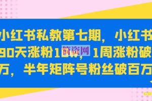 小红书私教第七期，小红书90天涨粉18w，1周涨粉破万，半年矩阵号粉丝破百万