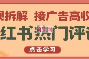 小红书热门评论，变现拆解，接广告高收入【揭秘 】