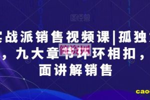 实战派销售视频课|孤独九剑，九大章节环环相扣，全面讲解销售