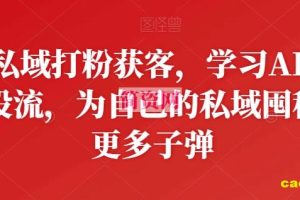 私域打粉获客，学习AD投流，为自己的私域囤积更多子弹