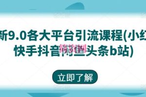 最新9.0各大平台引流课程(小红书快手抖音闲鱼头条b站)