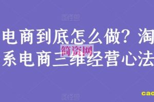 电商到底怎么做？淘系电商三维经营心法