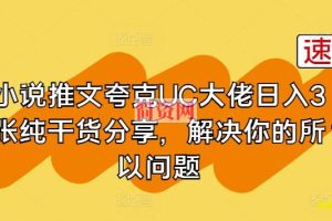 小说推文夸克UC大佬日入3张纯干货分享，解决你的所以问题