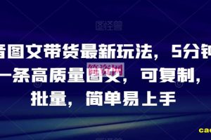 抖音图文带货最新玩法，5分钟产出一条高质量图文，可复制，可批量，简单易上手【揭秘】